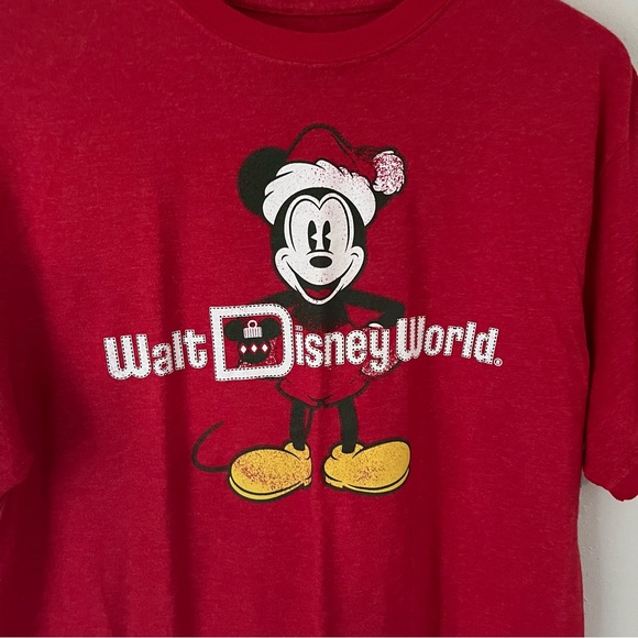 Disney Parks Walt Disney World Santa Mickey Mouse Ringer Tee Size Large - Picture 4 of 8